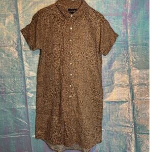Tahari 100% Linen Button Up Shirt Dress Knee Length Womens Small boho beachy